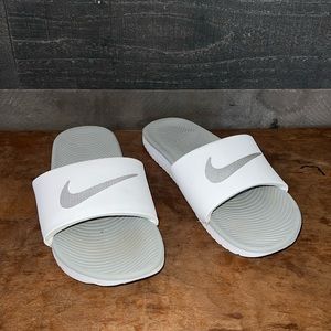 White and Gray Nike Sandals
